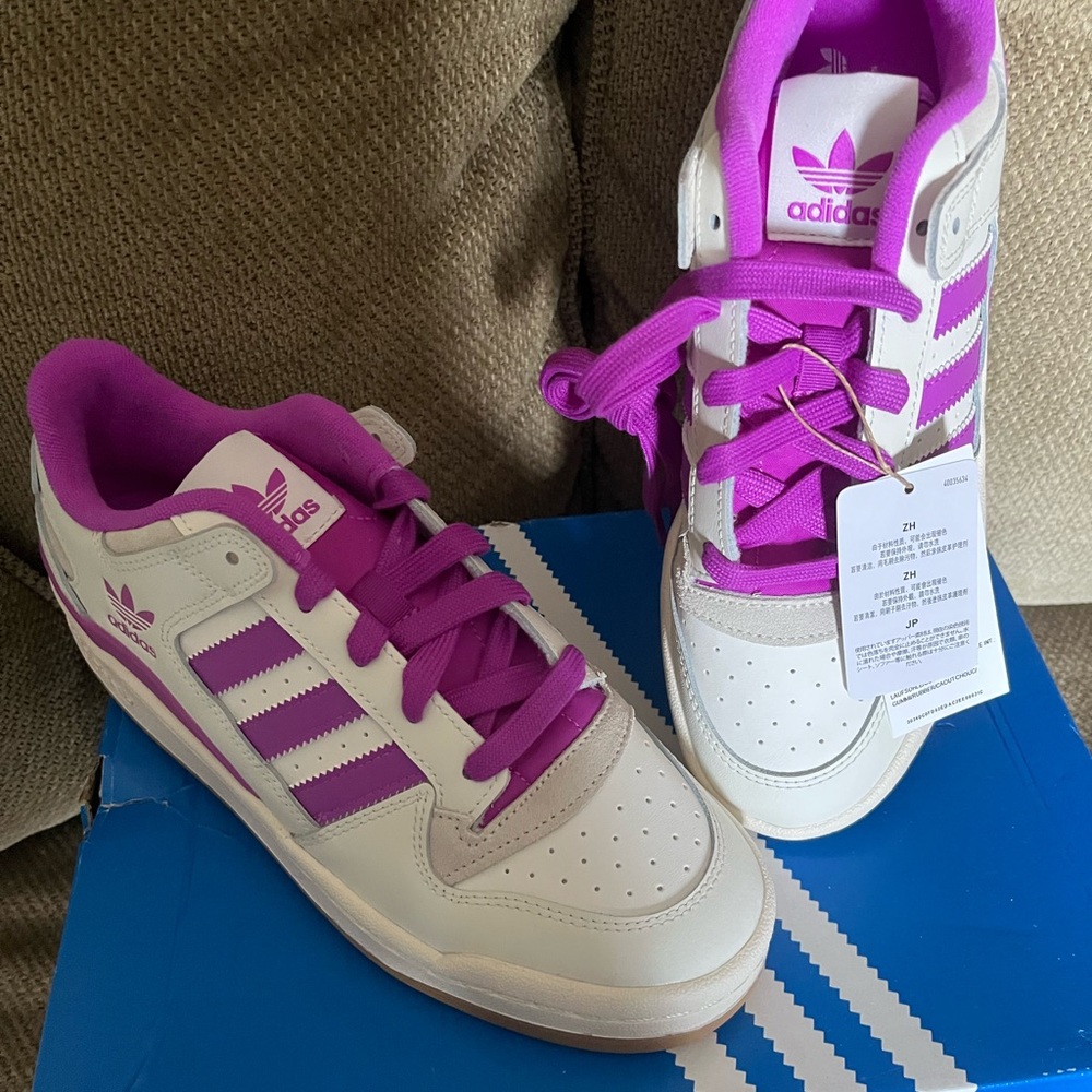 adidas Women's White and Purple Low-Top Sneakers